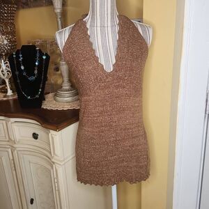 TSP The stars plays metallic bronze Y2K Tunic halter top womsize size M